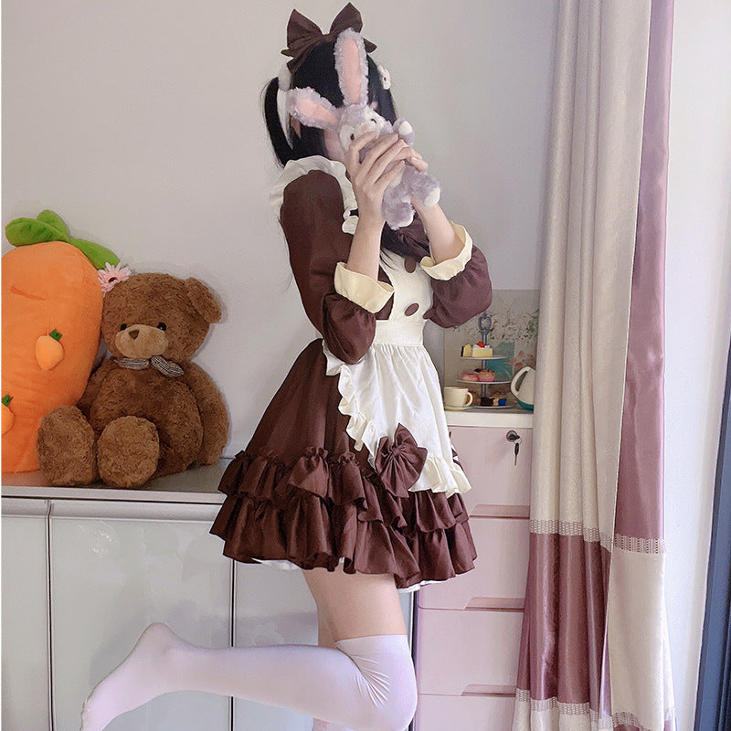 Lolita Loli Dress - Soft Girl Chocolate Maid Dress for Cafe Maid Cosplay