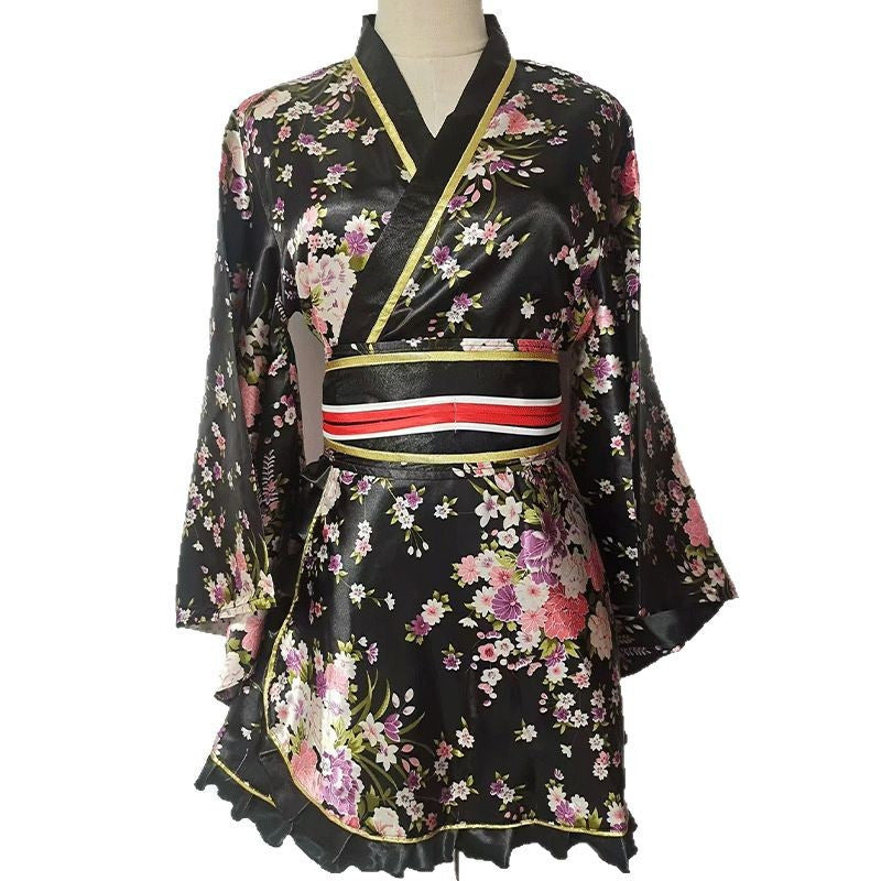 Japanese Kimono Robe Floral Yukata Dress Cosplay Sleepwear Costume Women