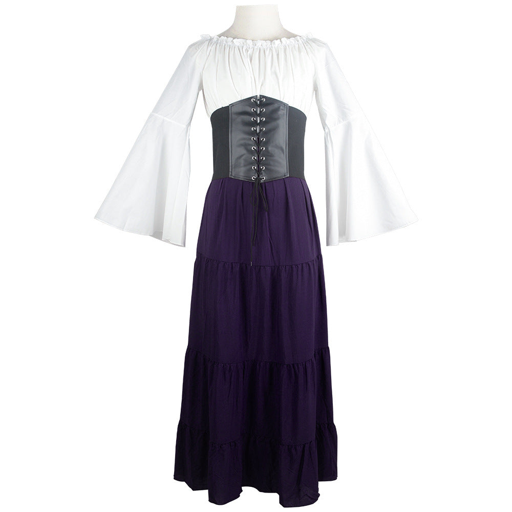 Renaissance Medieval Women Corseted Dress Costume for Halloween Xmas Party