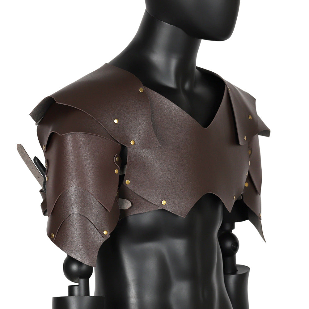 Medieval Crusader Knight Punk Magic Leather Shoulder Guards Chest Armor Shoulder Armor