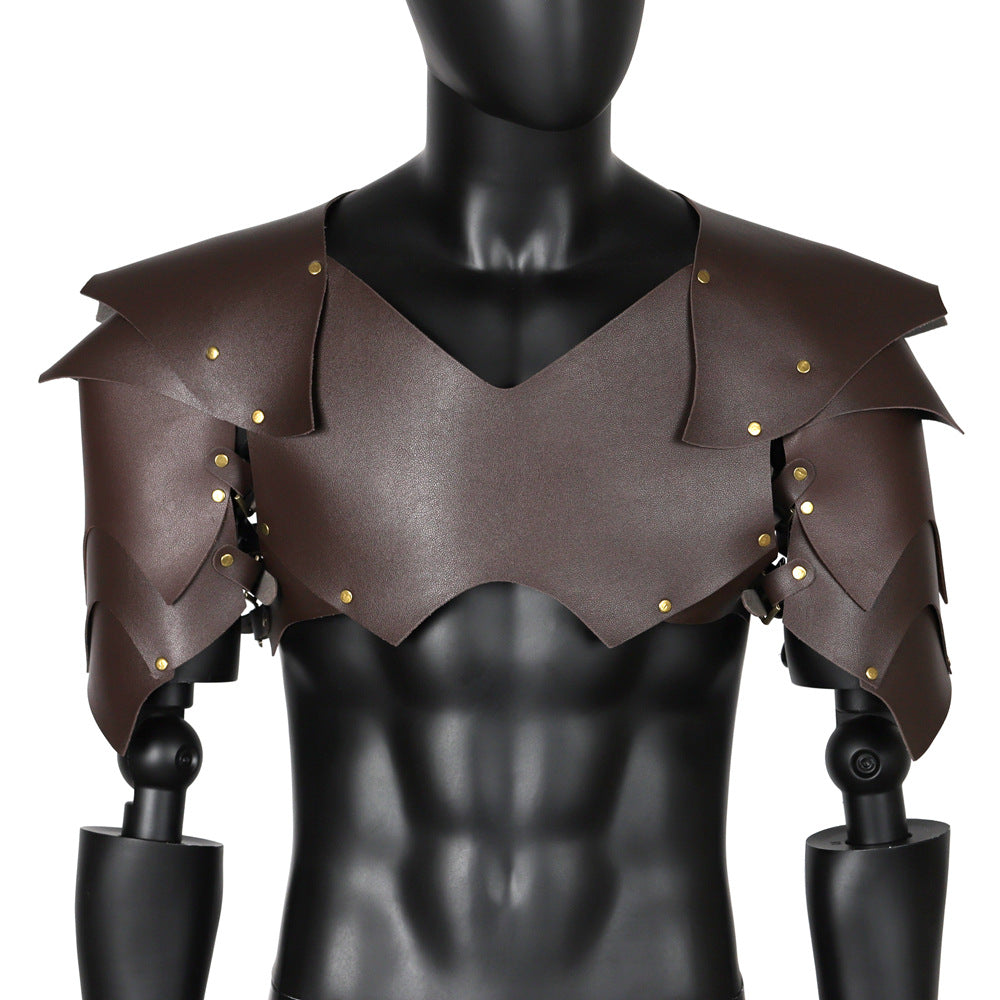 Medieval Crusader Knight Punk Magic Leather Shoulder Guards Chest Armor Shoulder Armor