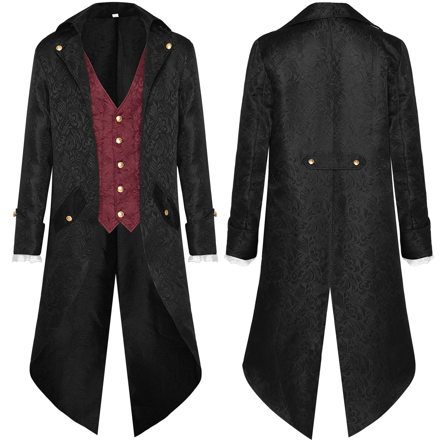 Men's Steampunk Tailcoat Jacket Medieval Gothic Victorian Coat Tuxedo Vintage Party Coat