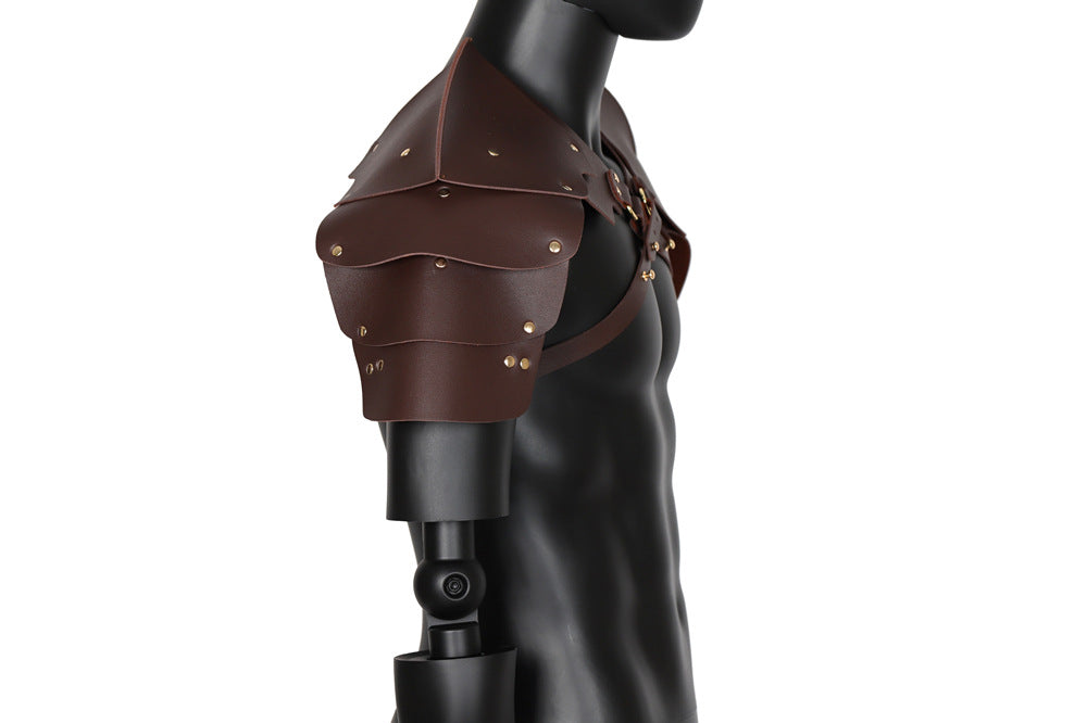 Medieval Viking Shoulder Armor PU Leather Knight Pauldron Cosplay LARP Gear