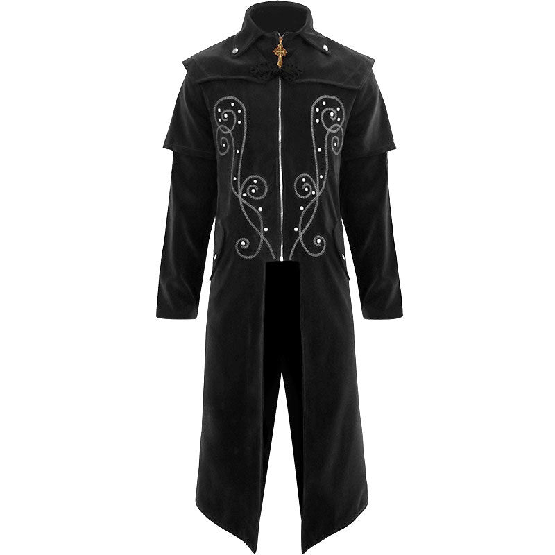 Steampunk Jacket Gothic Victorian Era Frock Suit Jacquard Trousers