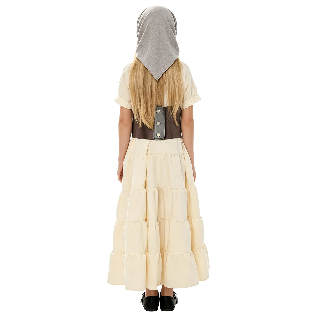 Girls Medieval Renaissance Peasant Dress – Village Girl Costume with Corset Belt