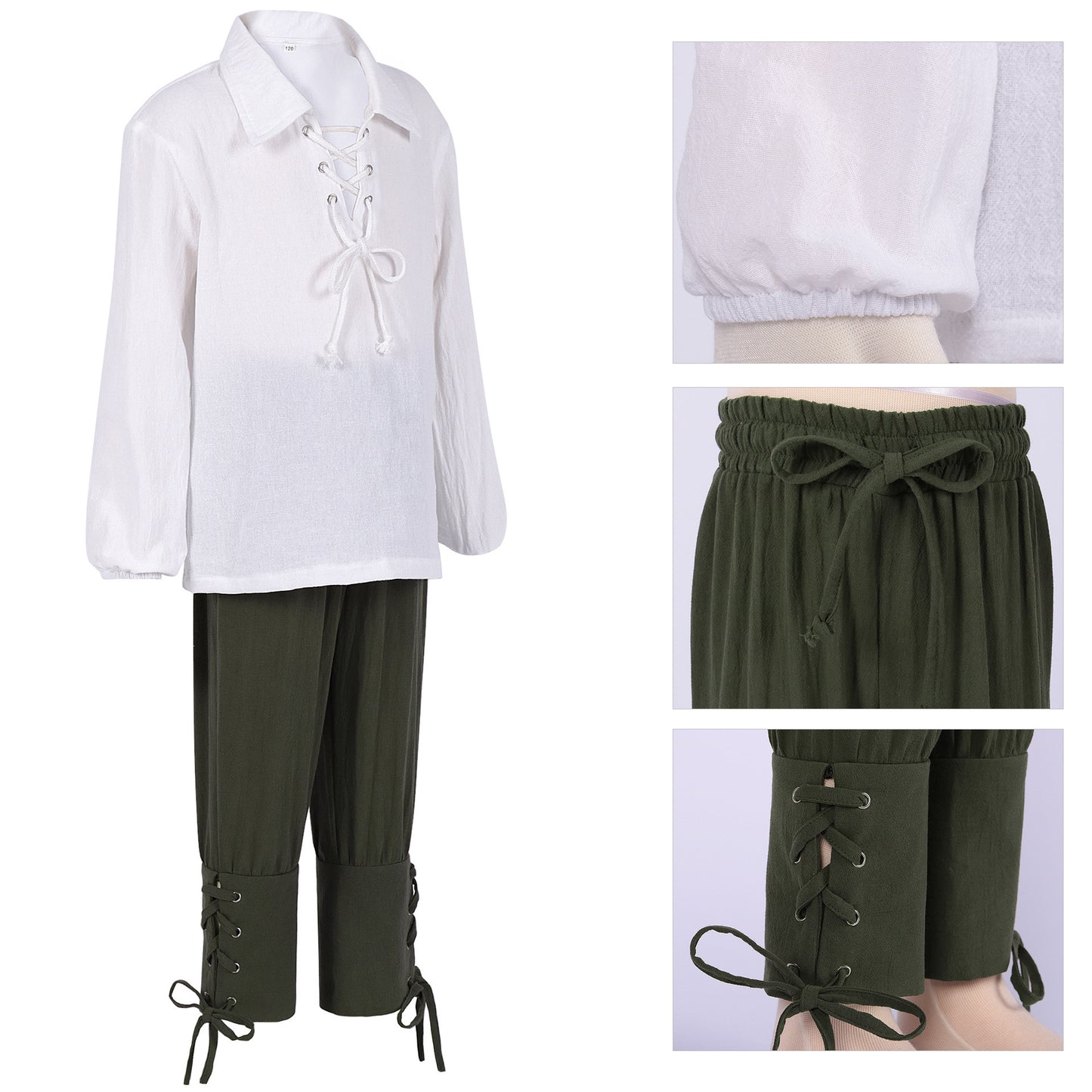 Kids Pirate Costume Set Medieval Renaissance Shirt Pants