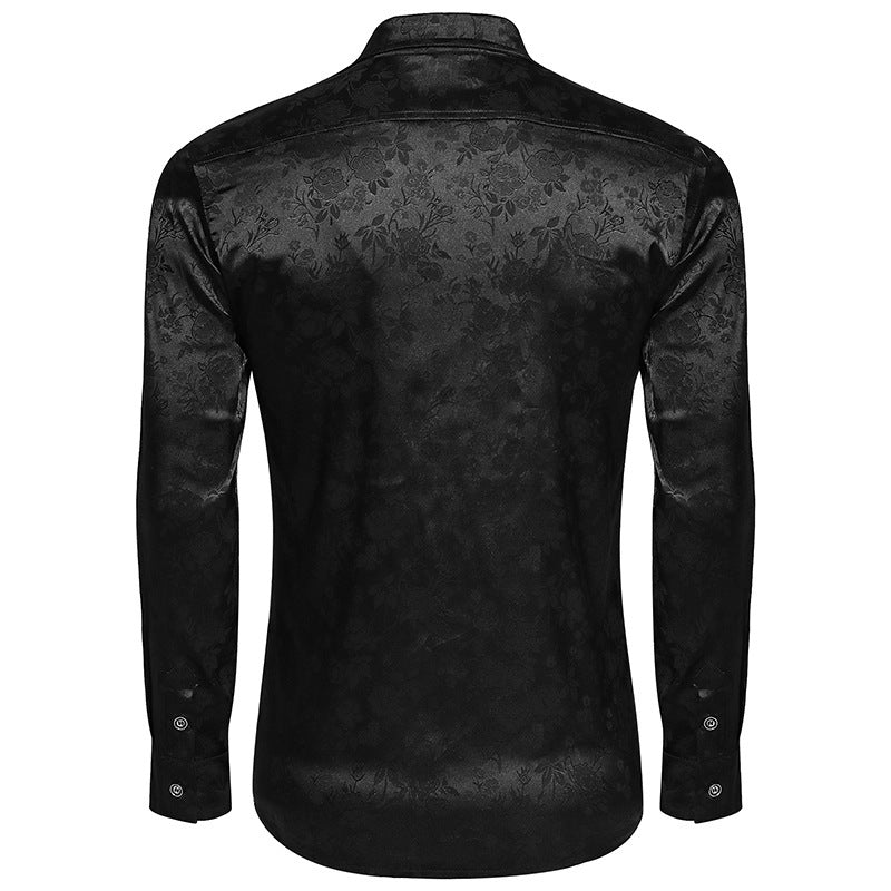 Luxury Black Long Sleeve Button-Up – Wedding / Prom / Party Formal Shirt