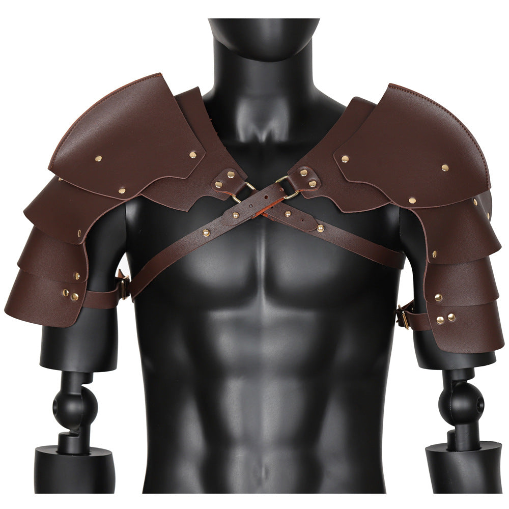 Medieval Viking Shoulder Armor PU Leather Knight Pauldron Cosplay LARP Gear