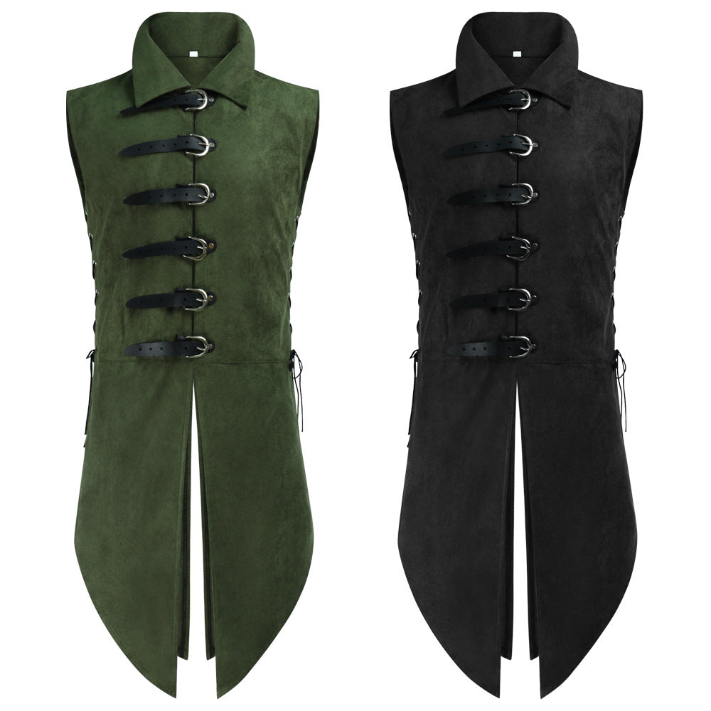 Men's Medieval Faux Suede Longline Vest – Elf Ranger LARP Costume
