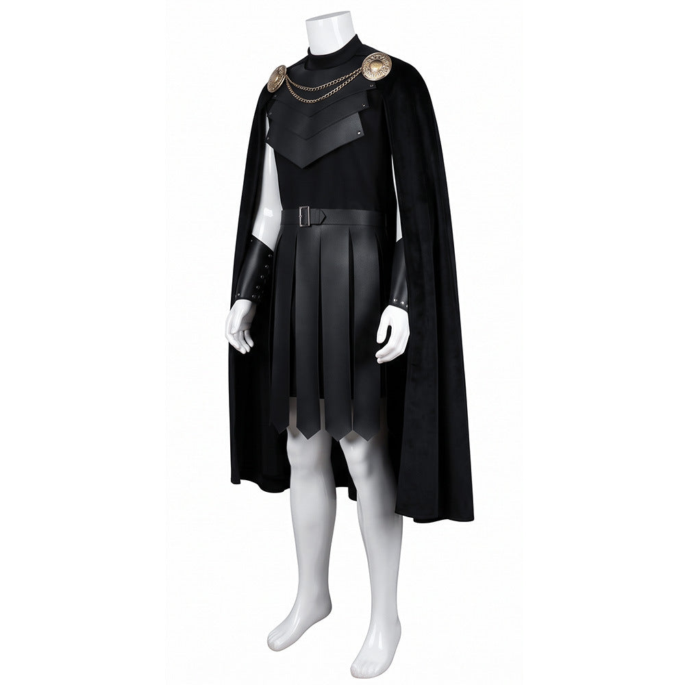 Men's Medieval Odyssey Black Knight Costume – Gothic Cape & Armour-Look Set