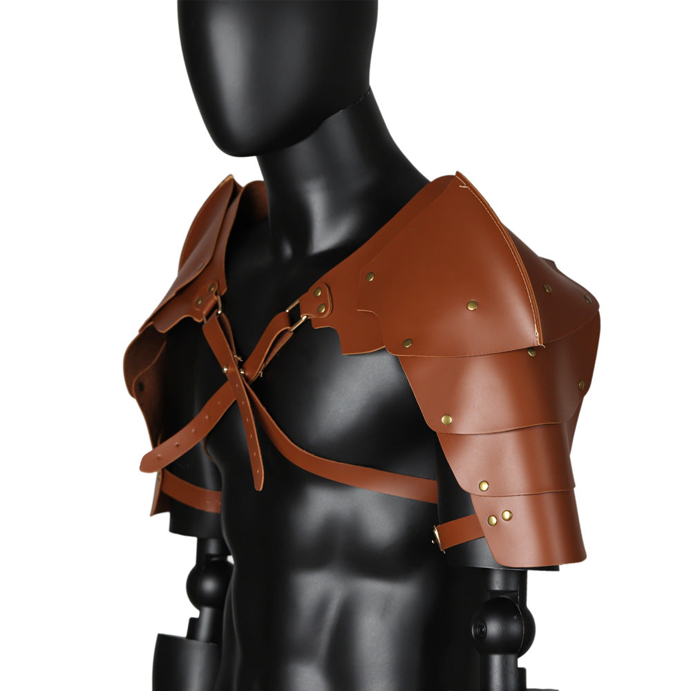 Medieval Viking Shoulder Armor PU Leather Knight Pauldron Cosplay LARP Gear