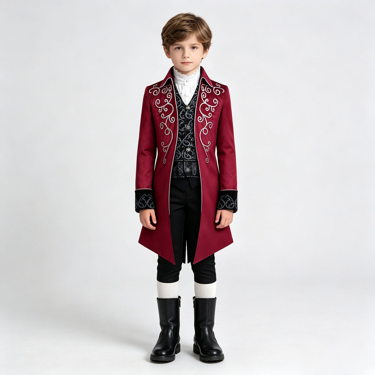 Boys Victorian Embroidered Tailcoat – Medieval Prince Costume