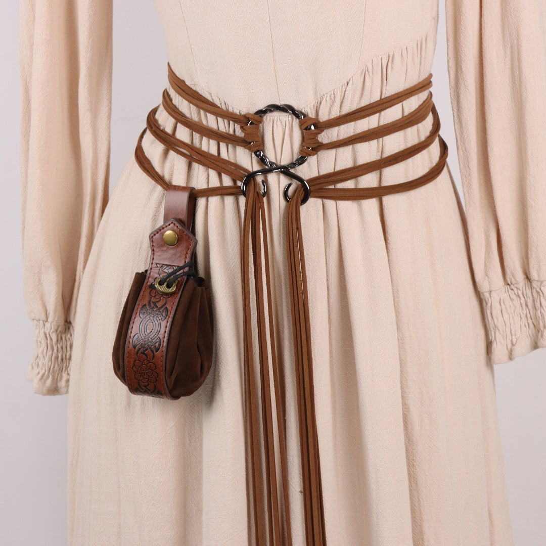 Womens Medieval Renaissance Belt Viking Dress Waist Sash Faux Leather