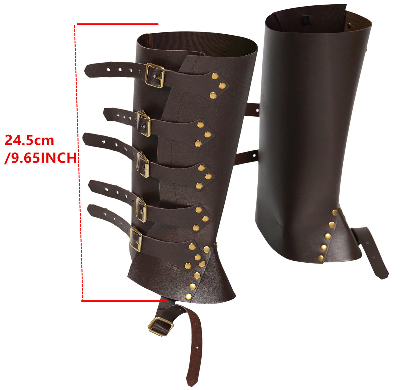 Medieval Renaissance Rider, PU, Leather Punk Shin Guards, Shoe Covers, Boots, Belt Buckle for Knights Crusader