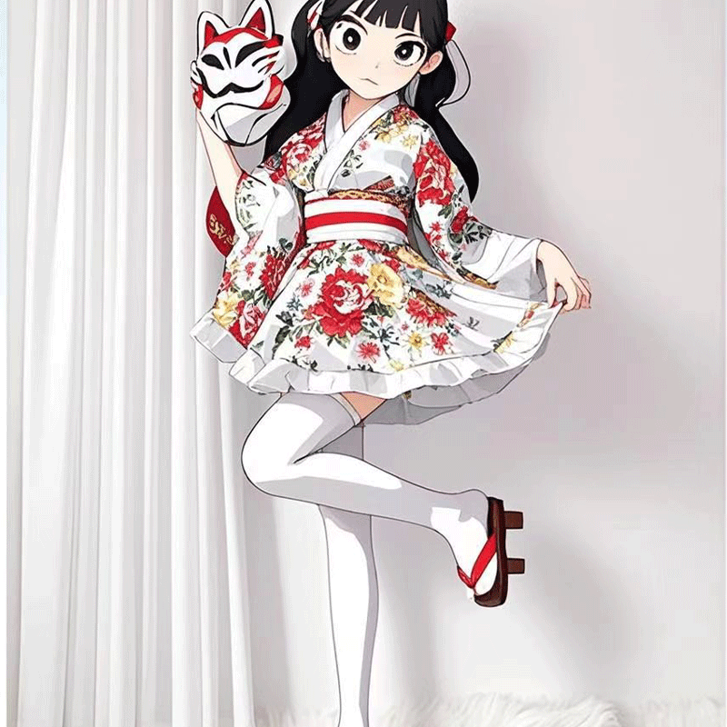 Japanese Kimono Robe Floral Yukata Dress Cosplay Sleepwear Costume Women