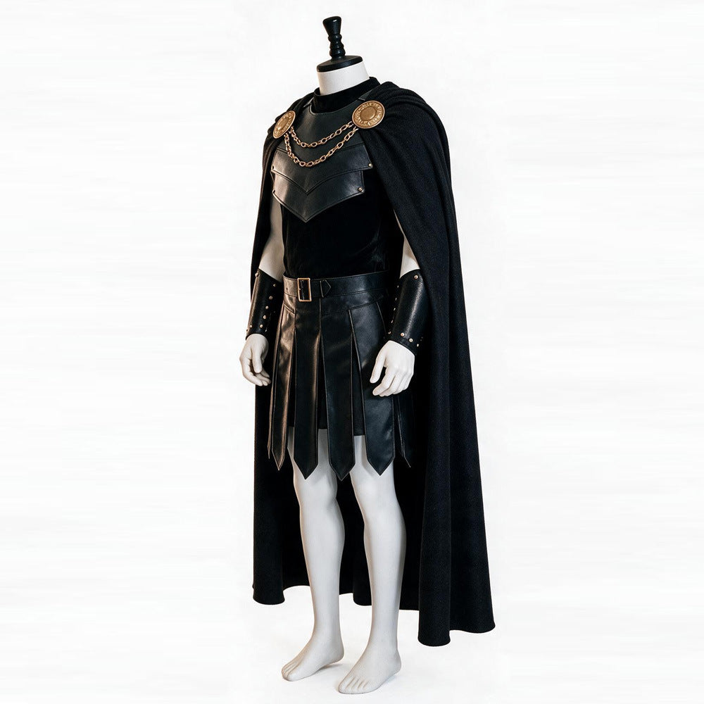 Men's Medieval Odyssey Black Knight Costume – Gothic Cape & Armour-Look Set