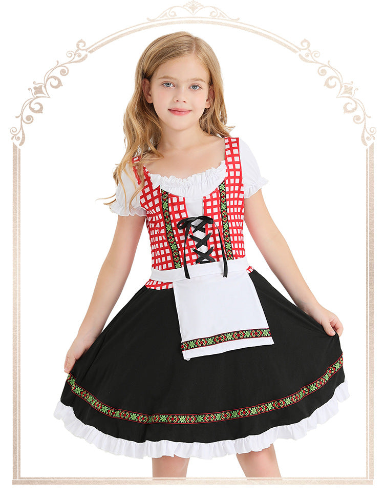 Girls Bavarian Dirndl Costume German Oktoberfest Party Performance Dress