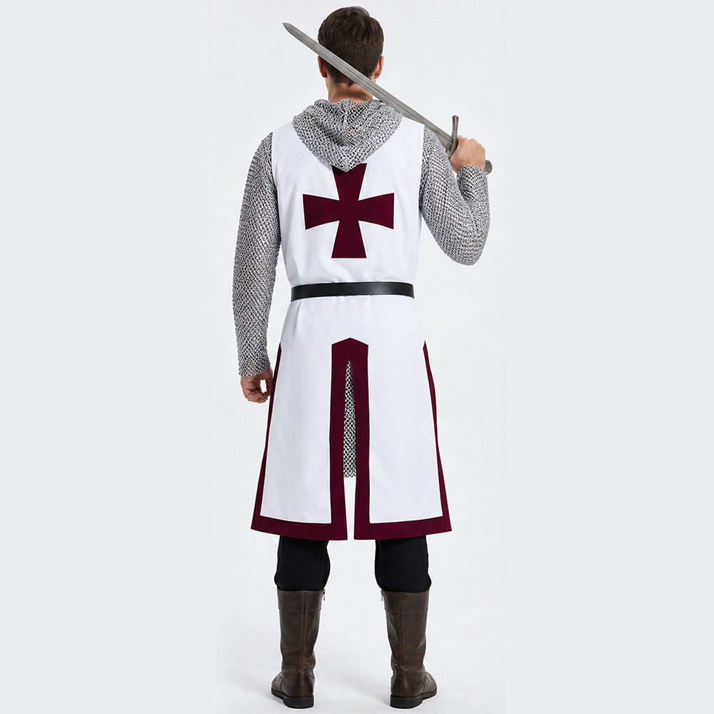 Men's Templar Knight 3-Piece Costume Set – Medieval Crusader Outfit