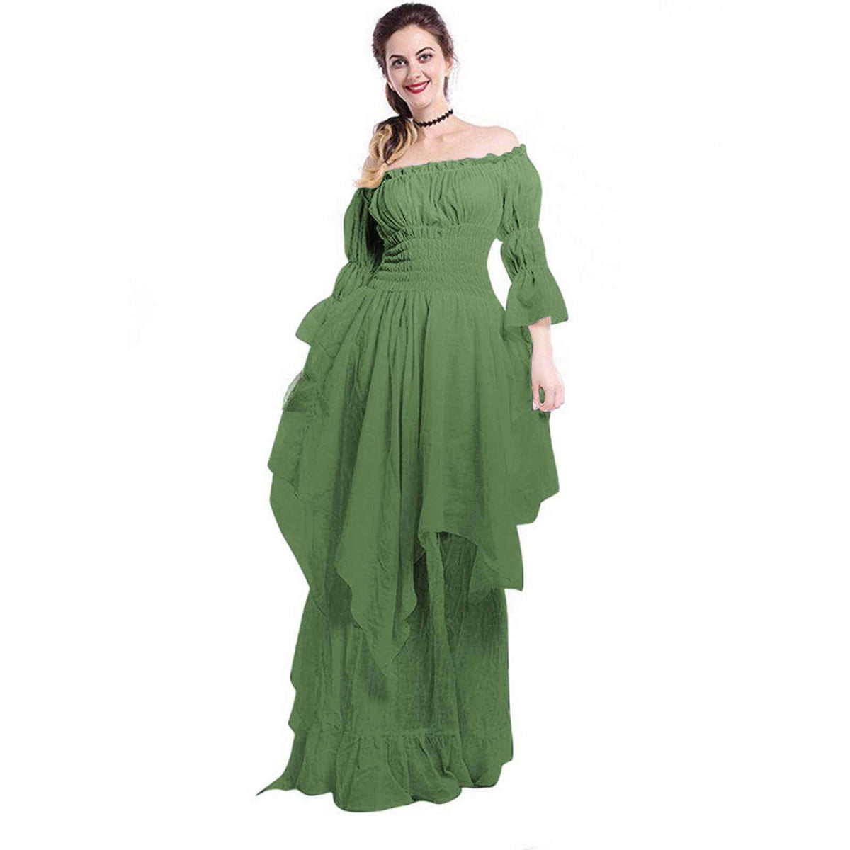 Women's Gothic Victorian Off-Shoulder Maxi Dress – Renaissance Outfit