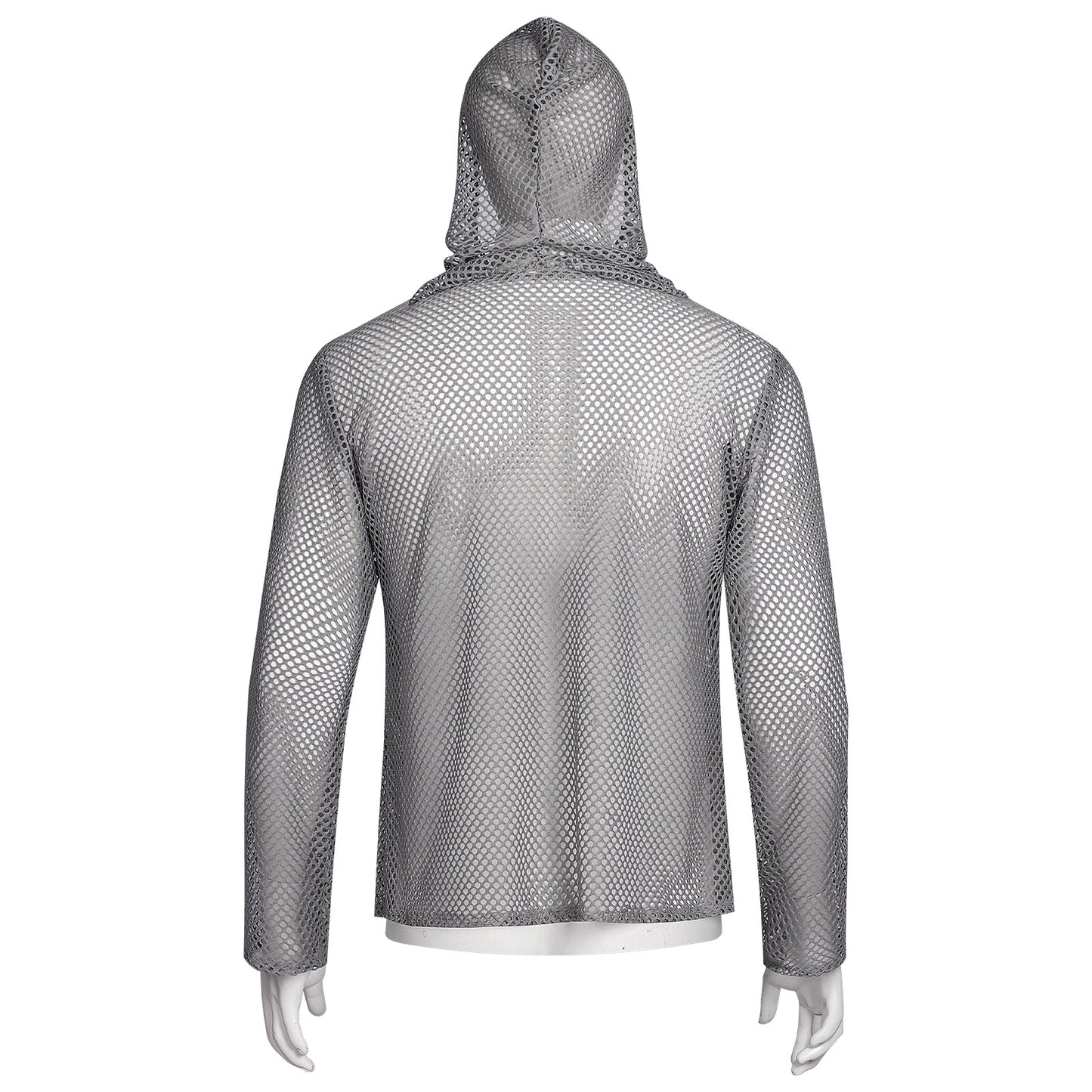 Medieval Knight Costume Mens Hooded Chainmail Look Shirt Halloween LARP Cosplay