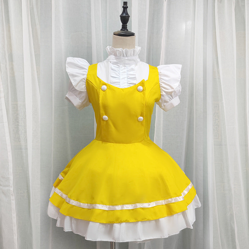 Japanese Anime Yellow Dream Maid Dress - Clever Maid Dress for Student Stage Performances (Loli Style)