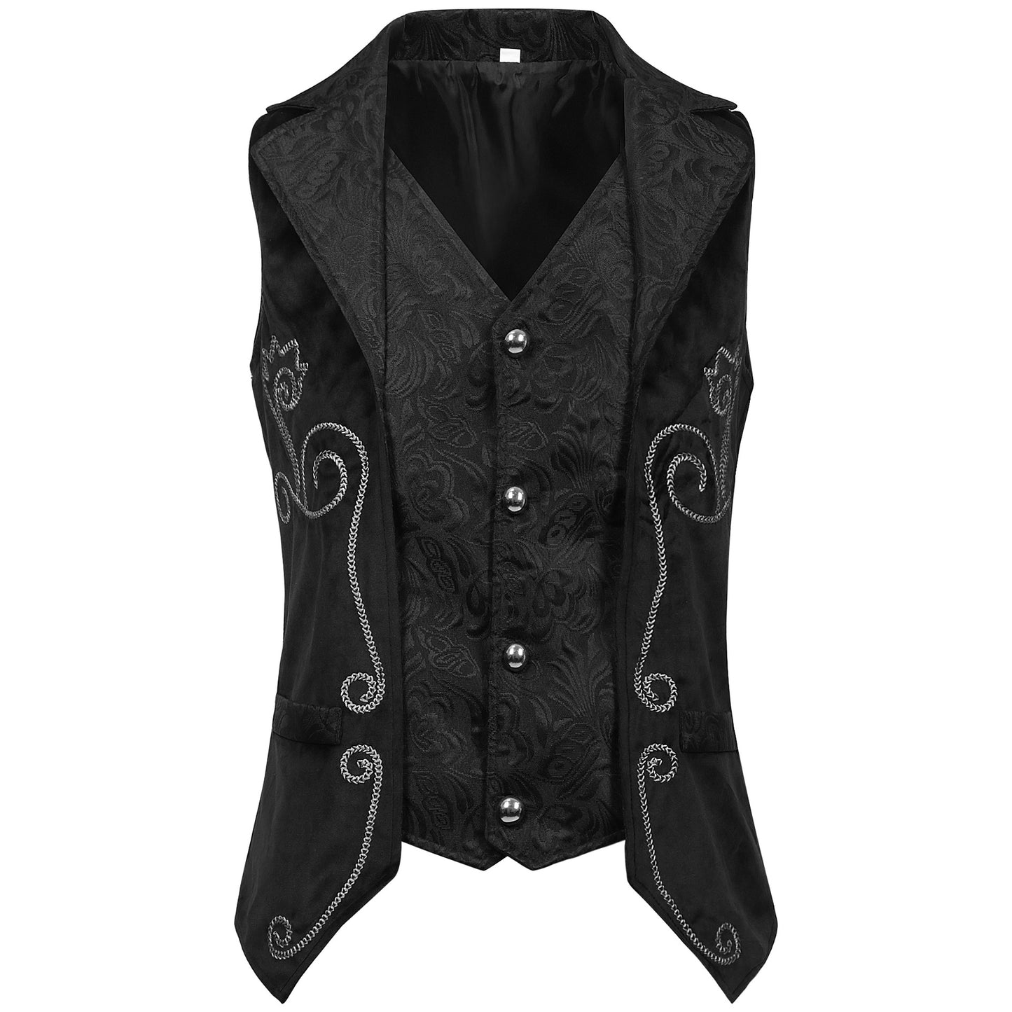 Retro Vintage Medieval Renaissance Period Jacquard Embroidered Velvet Vest Waistcoat