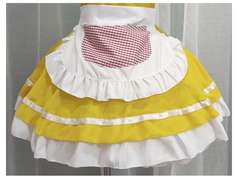 Japanese Anime Yellow Dream Maid Dress - Clever Maid Dress for Student Stage Performances (Loli Style)