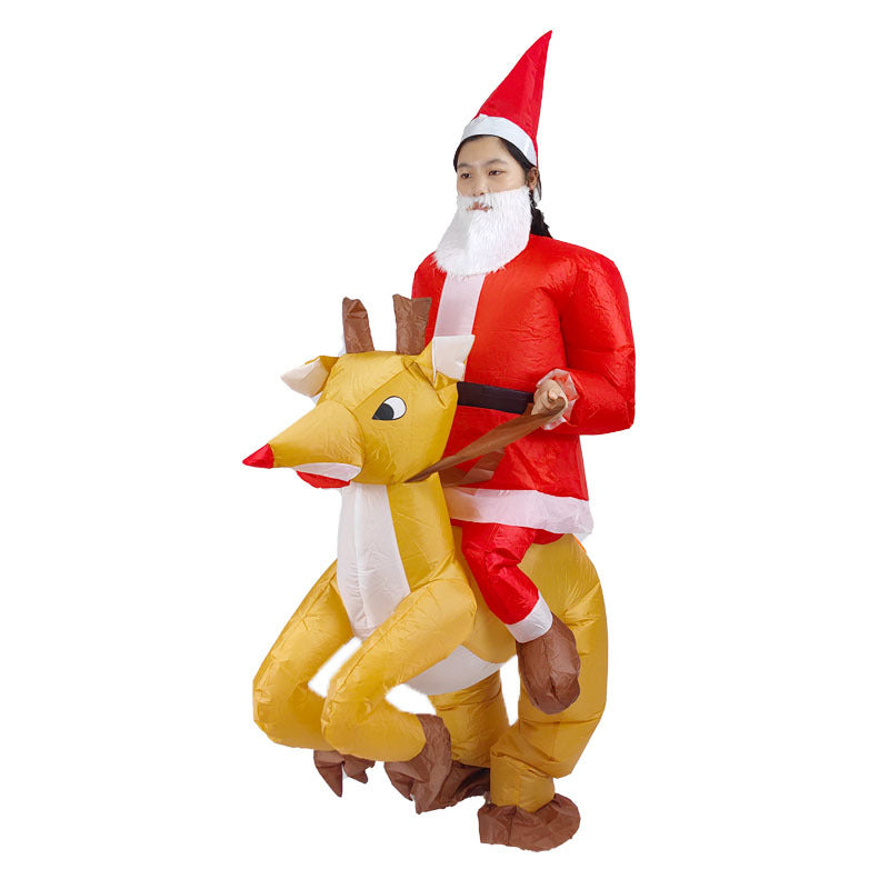 Funny Cartoon Clothing Xmas Popup Carton , Santa Claus Carrying, Claus Inflatable for Adult kid