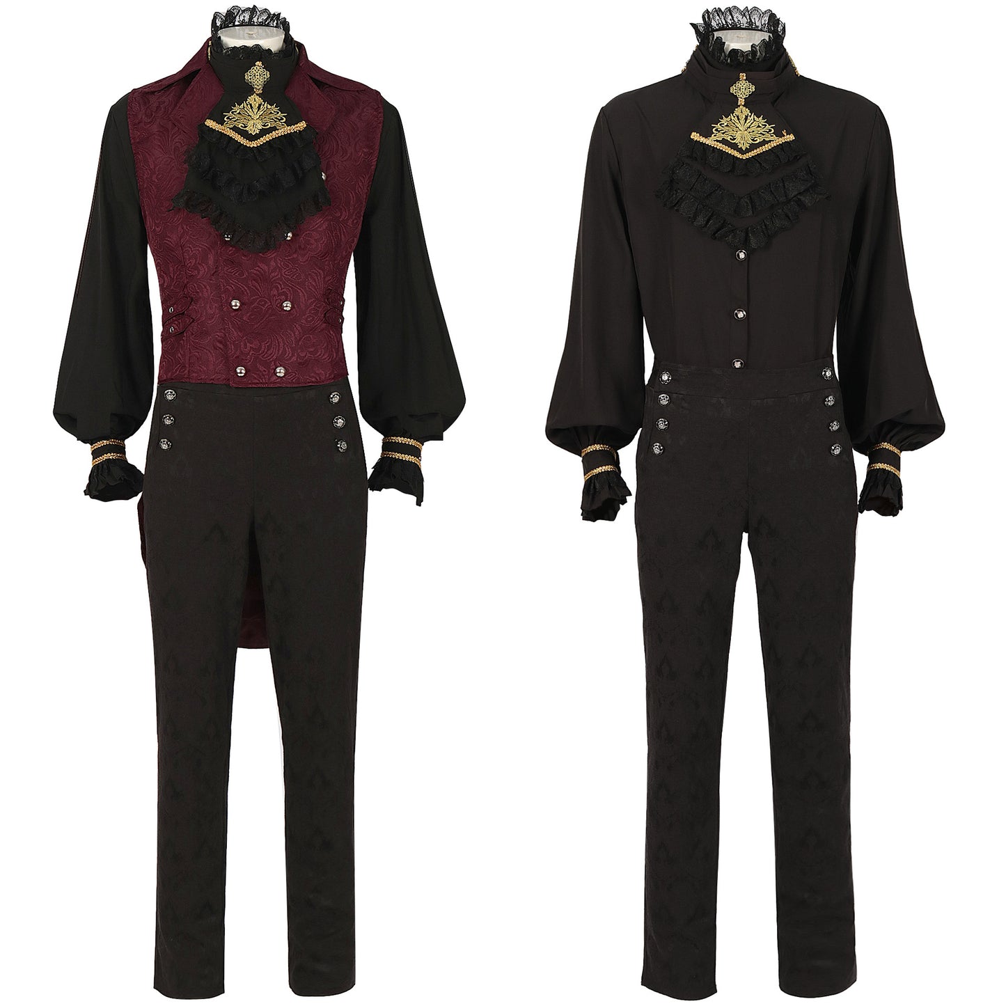 Men's Pleated Shirt Medieval Costume Steampunk Victoria Inner Layer Top Waistcoat Pants