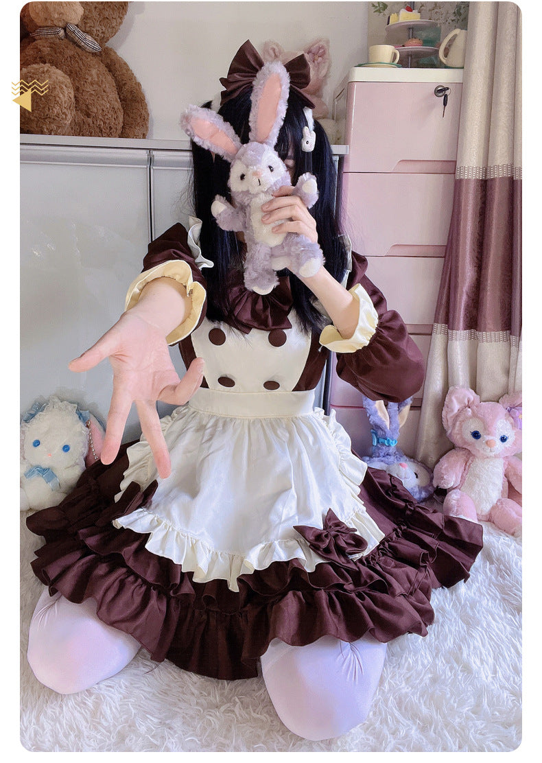 Lolita Loli Dress - Soft Girl Chocolate Maid Dress for Cafe Maid Cosplay