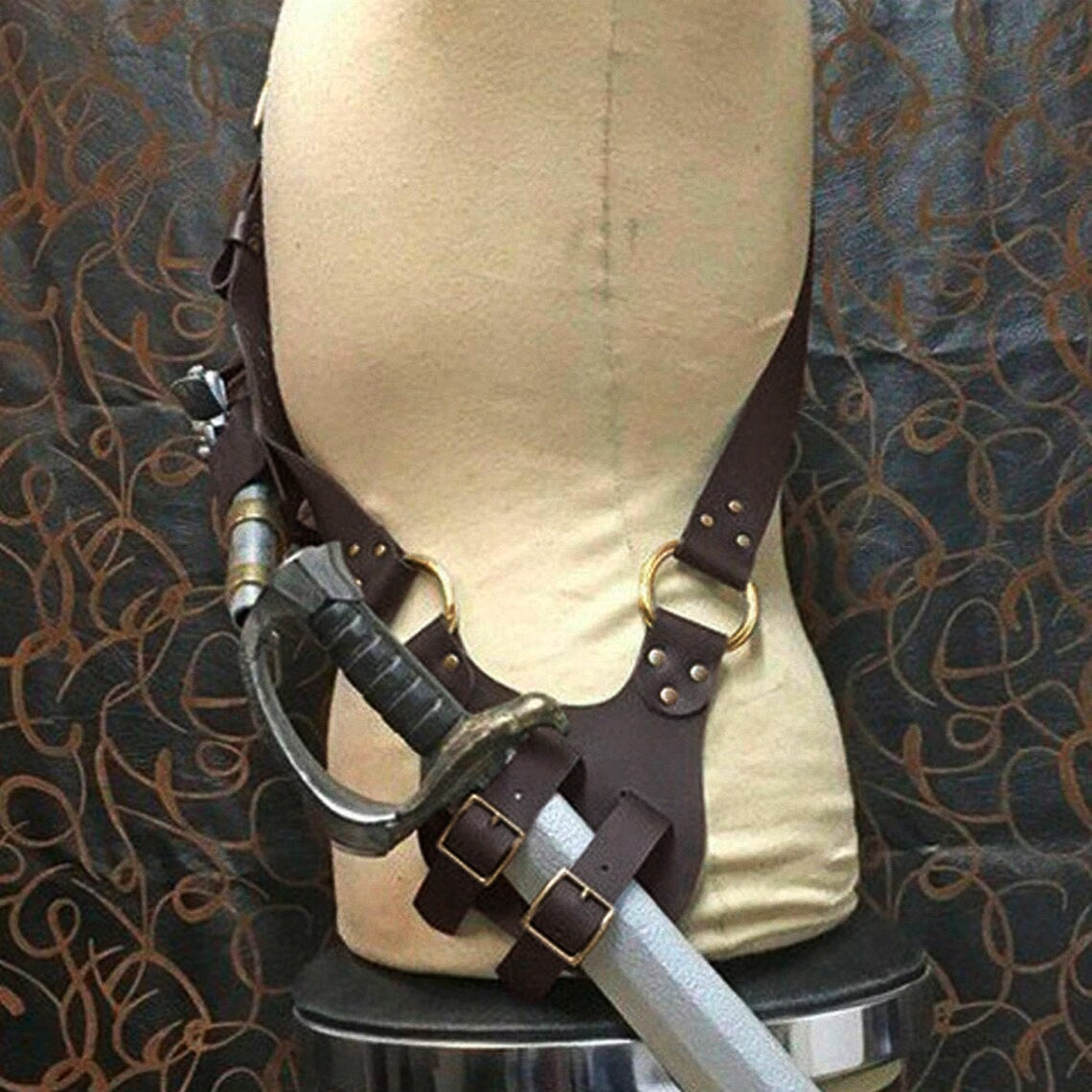 Medieval Fantasy Crossbody Harness – Vintage Leather-Look Costume Straps