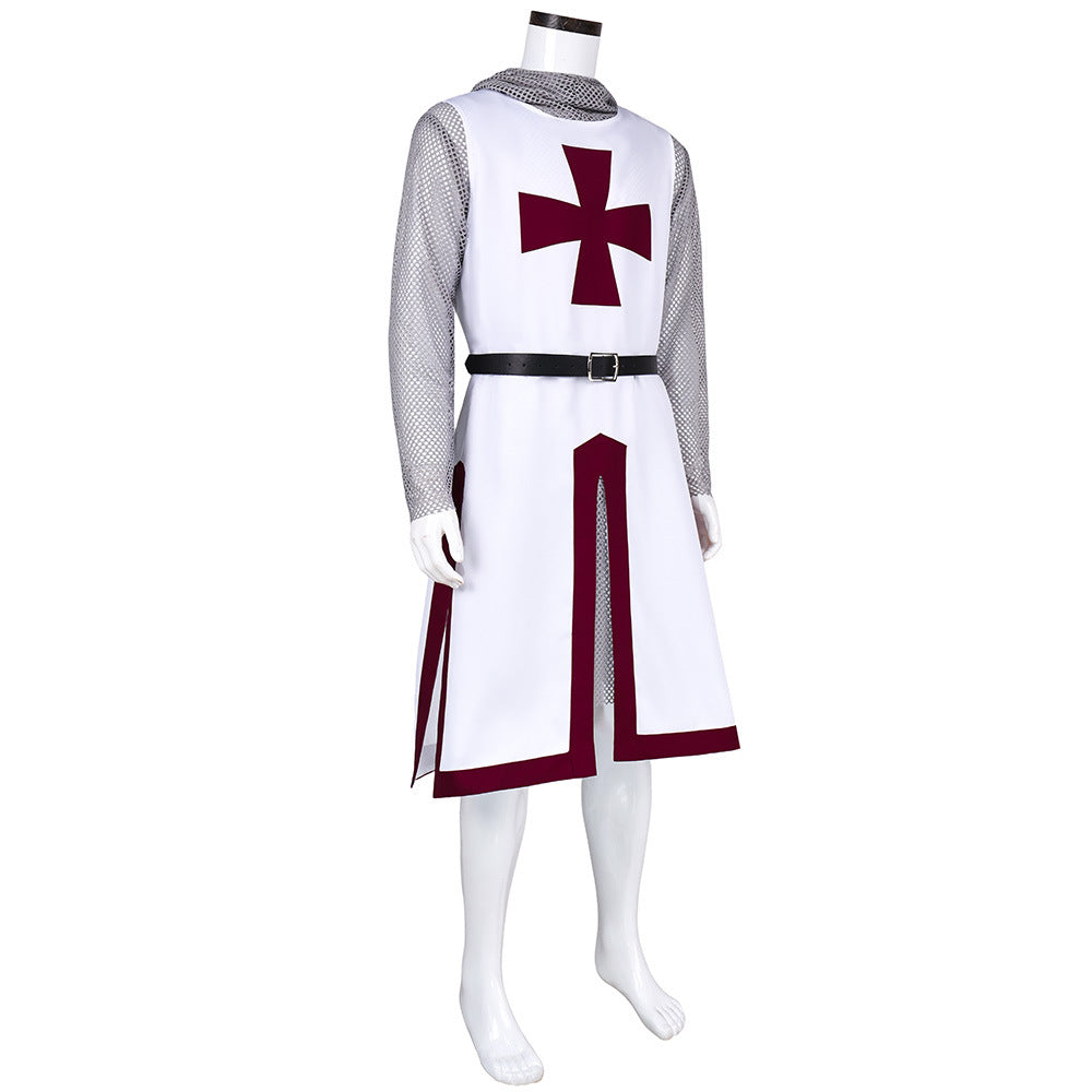 Men's Templar Knight 3-Piece Costume Set – Medieval Crusader Outfit
