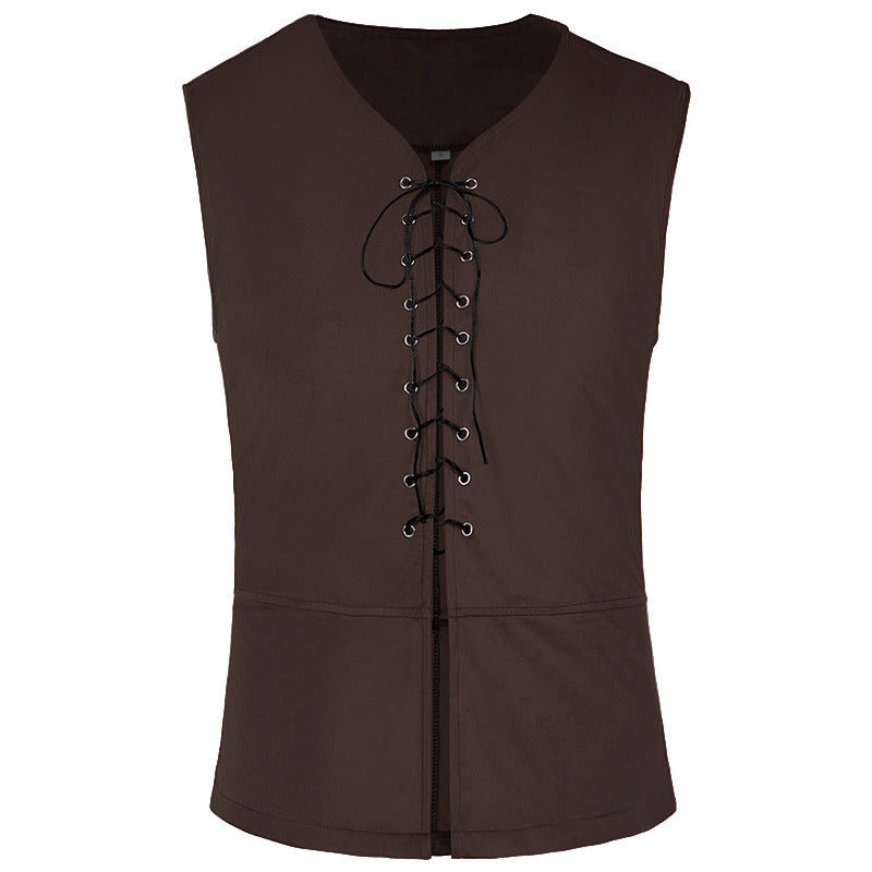 Renaissance Pirate Faux Suede Vest Halloween Viking Pirate Waistcoat