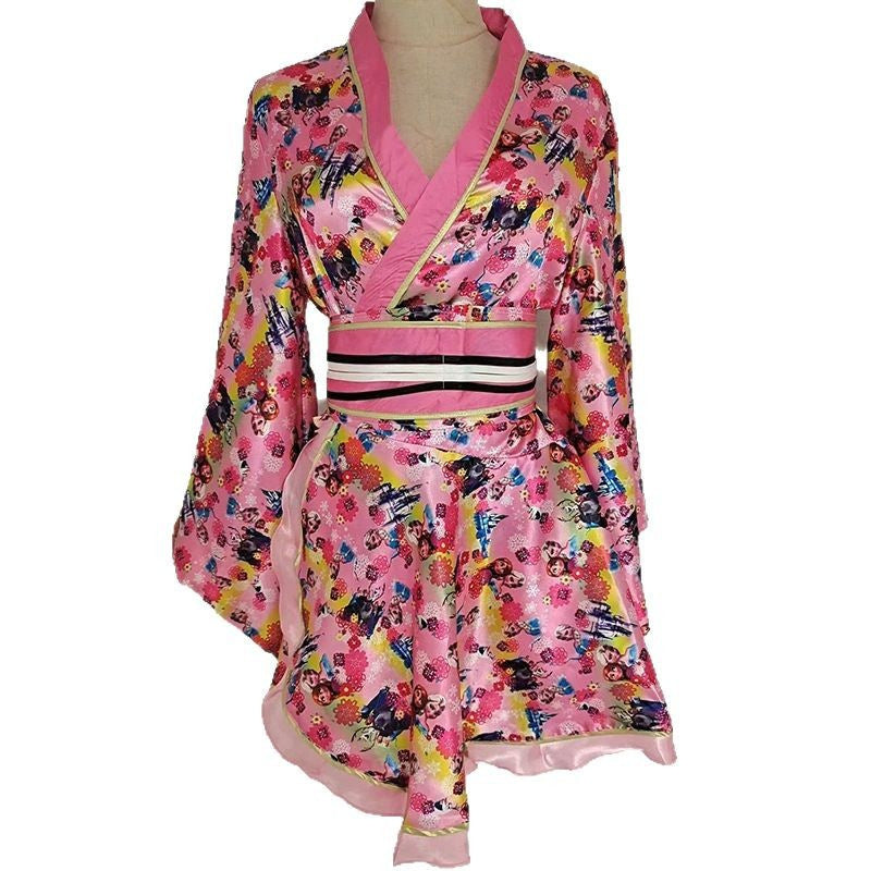 Japanese Kimono Robe Floral Yukata Dress Cosplay Sleepwear Costume Women