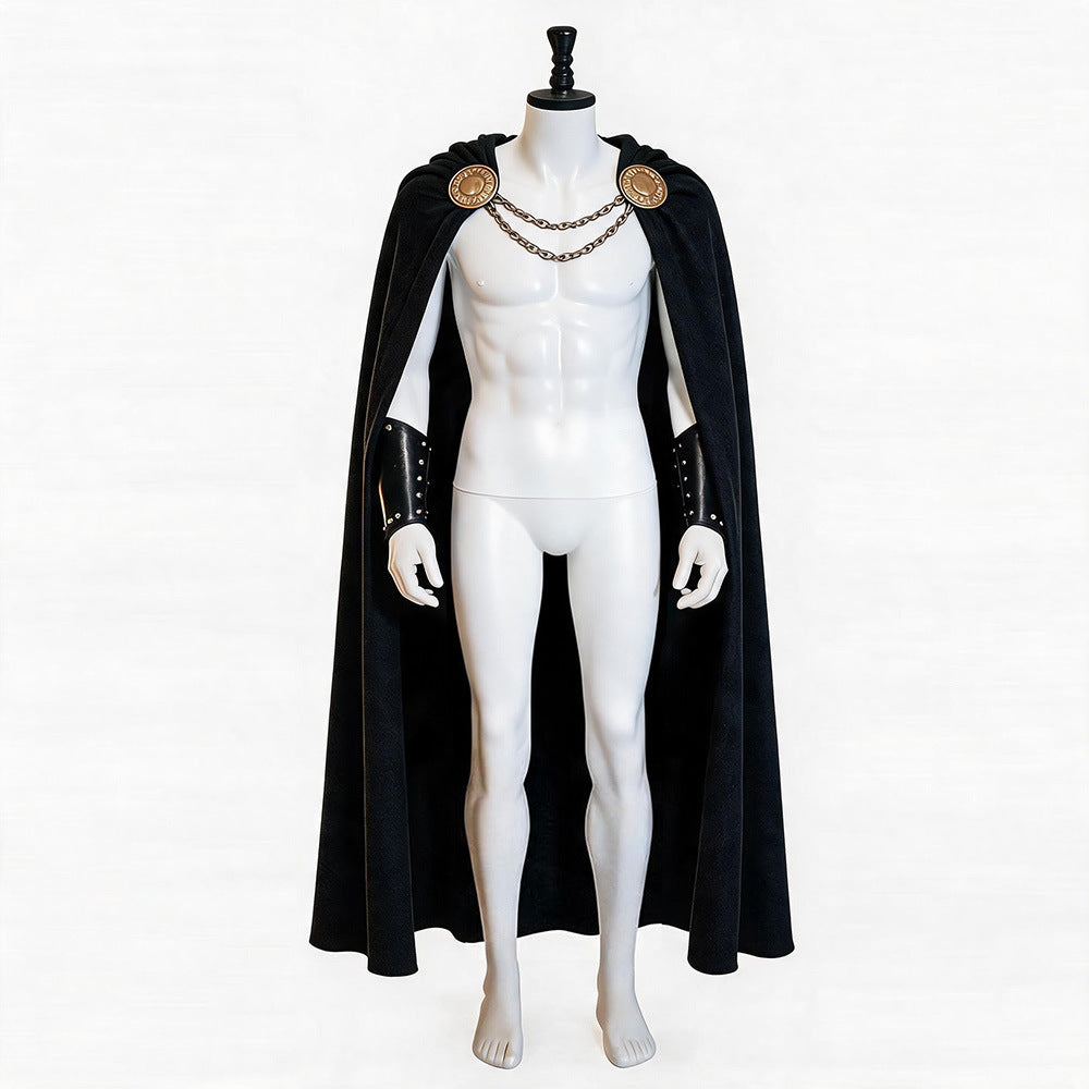 Men's Medieval Odyssey Black Knight Costume – Gothic Cape & Armour-Look Set