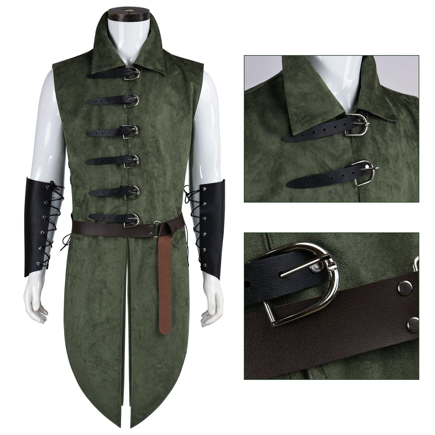 Men's Medieval Faux Suede Longline Vest – Elf Ranger LARP Costume