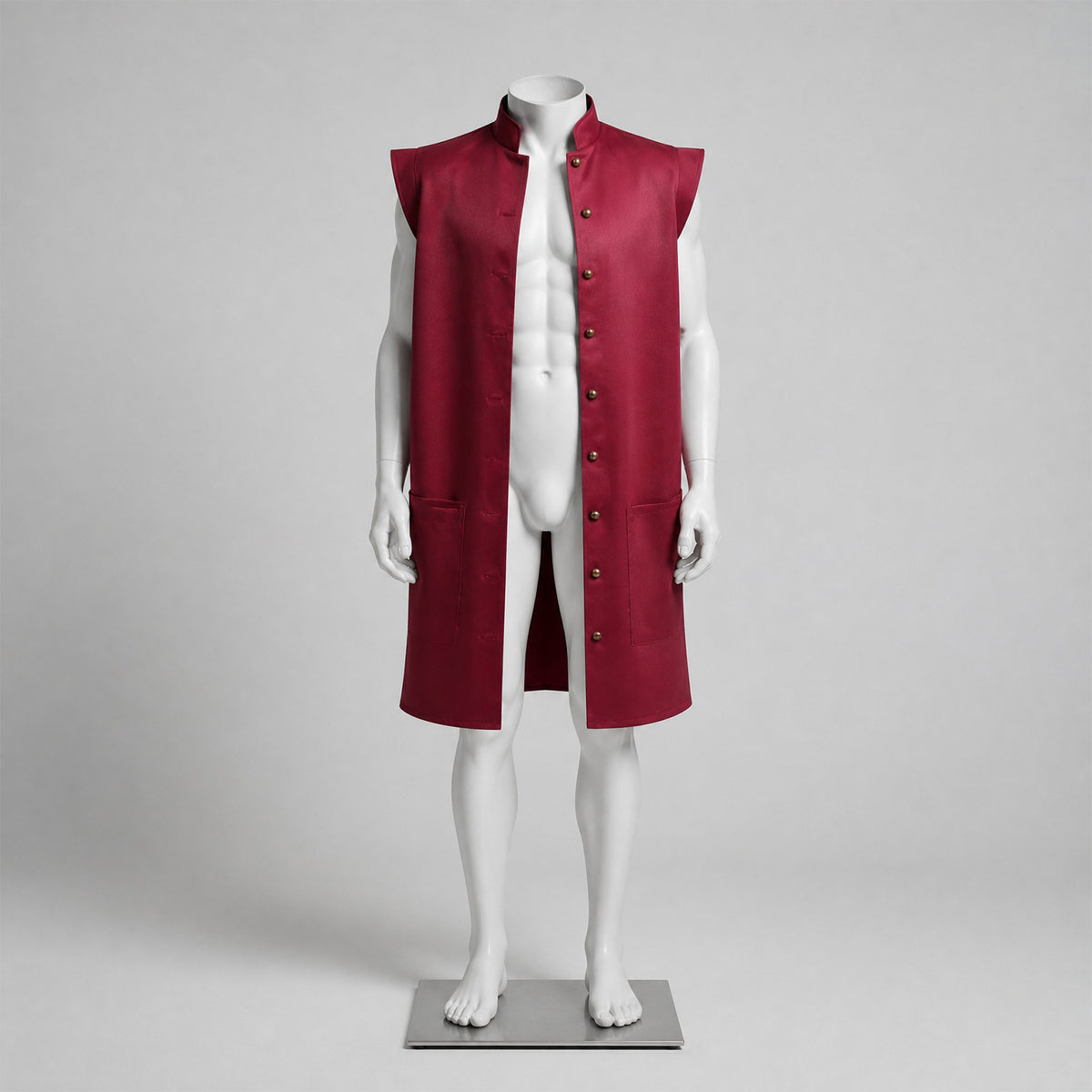 Medieval Renaissance Sleeveless Long Vest – Pirate Fantasy Costume Waistcoat