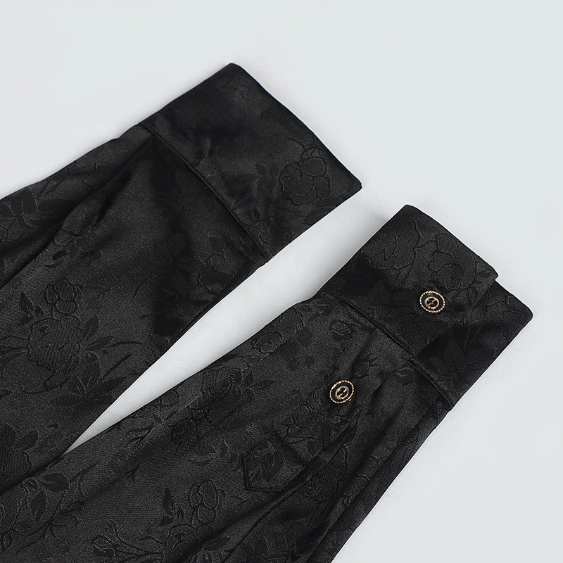 Luxury Black Long Sleeve Button-Up – Wedding / Prom / Party Formal Shirt