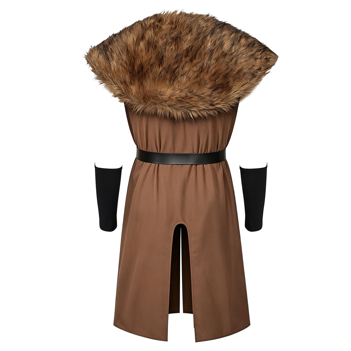 Renaissance Viking Costume for Men Faux Fur Collar Tunic Halloween Cosplay
