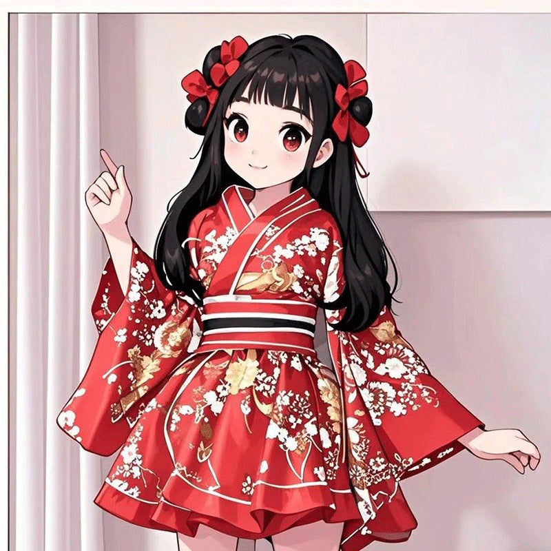Japanese Kimono Robe Floral Yukata Dress Cosplay Sleepwear Costume Women