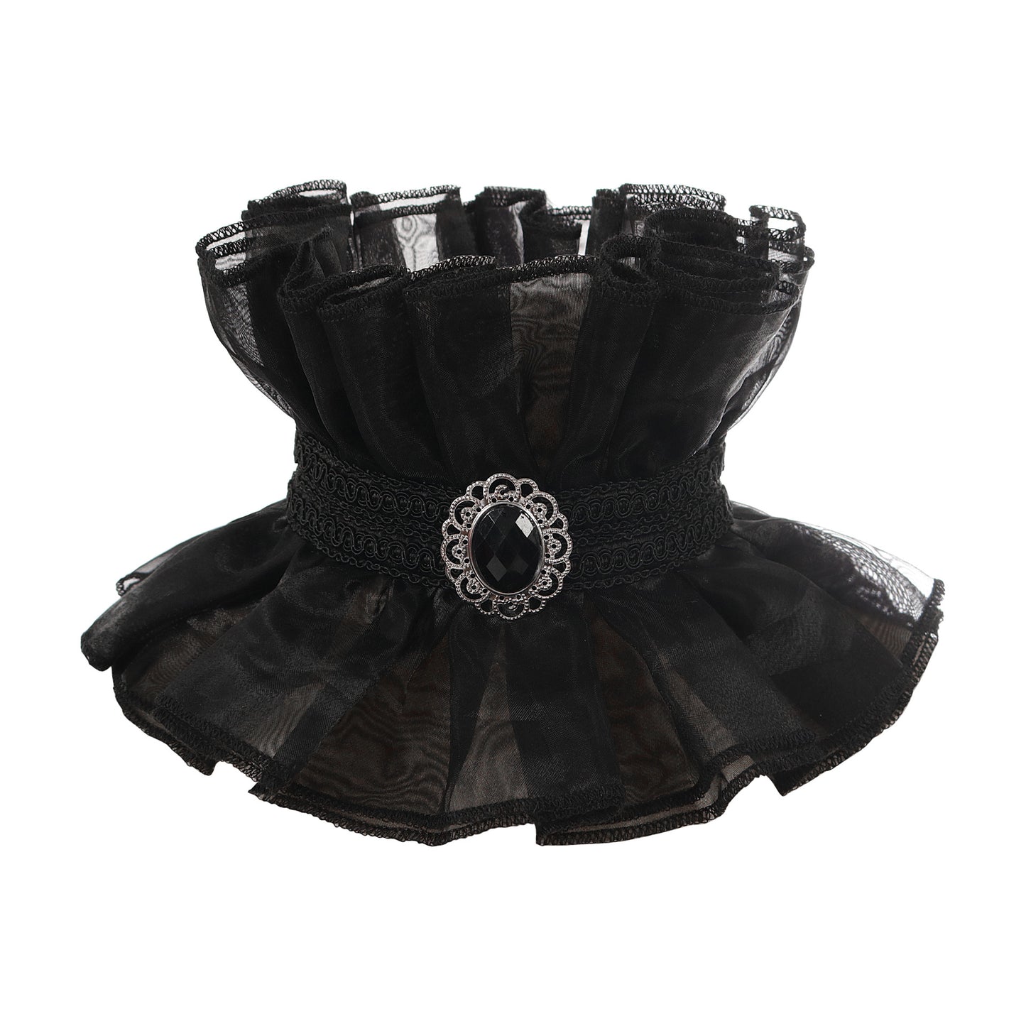 Renaissance Lace Stand Up Collar Gothic Vampire Gem Choker Victorian Neckpiece