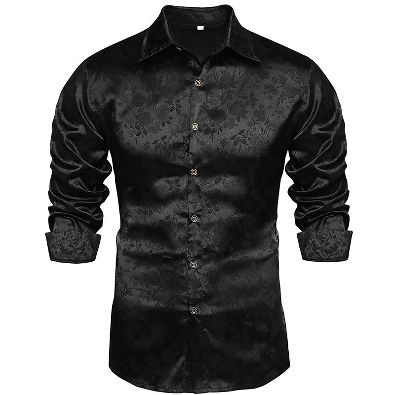 Luxury Black Long Sleeve Button-Up – Wedding / Prom / Party Formal Shirt