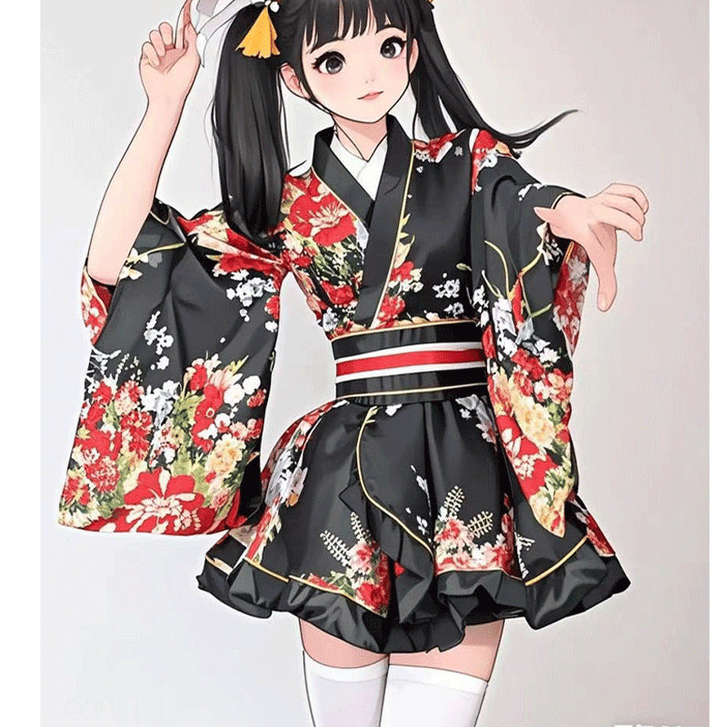 Japanese Kimono Robe Floral Yukata Dress Cosplay Sleepwear Costume Women
