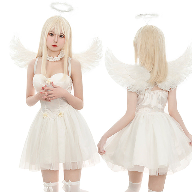 Halloween Party Costume White Angel Role-playing Cosplay Uniform