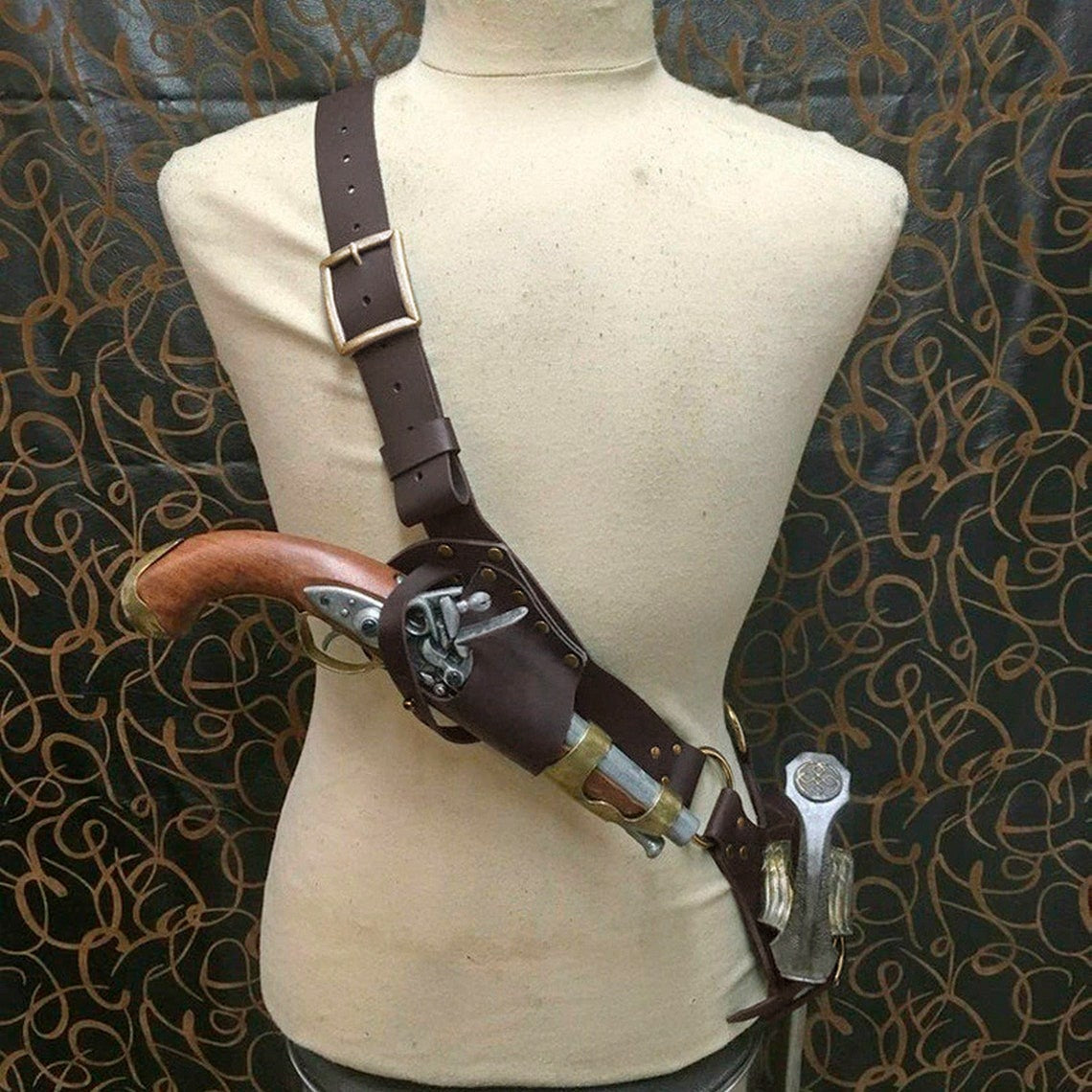 Medieval Fantasy Crossbody Harness – Vintage Leather-Look Costume Straps