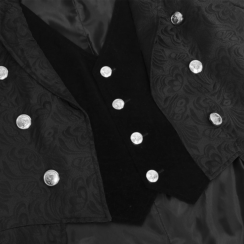 Vintage Tuxedo Medieval Retro Costume Mid Length Punk Men's Coat