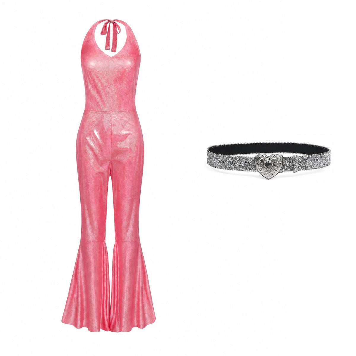 Women's 70s Disco Metallic Flared Jumpsuit – Retro Costume