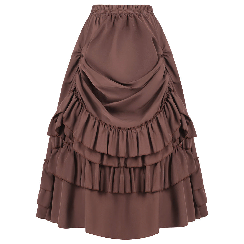 Womens Victorian Gothic Layered Skirt Renaissance Cosplay Party Costume
