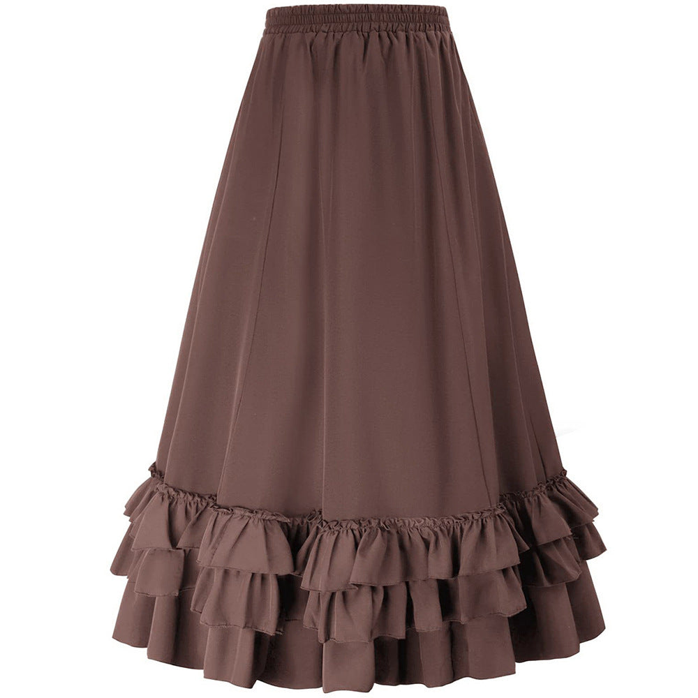Womens Victorian Gothic Layered Skirt Renaissance Cosplay Party Costume