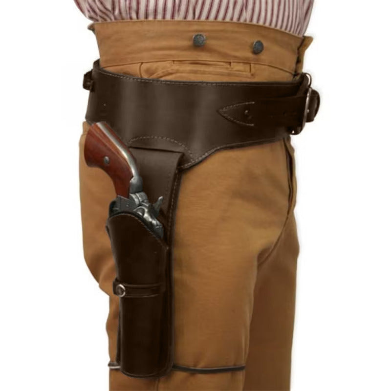 Western Costume Utility Belt – Vintage Cowboy Belt with Decorative Leg Strap